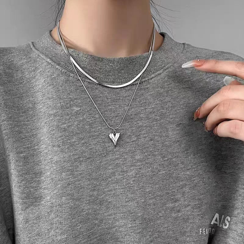 Blade Double Heart Necklace