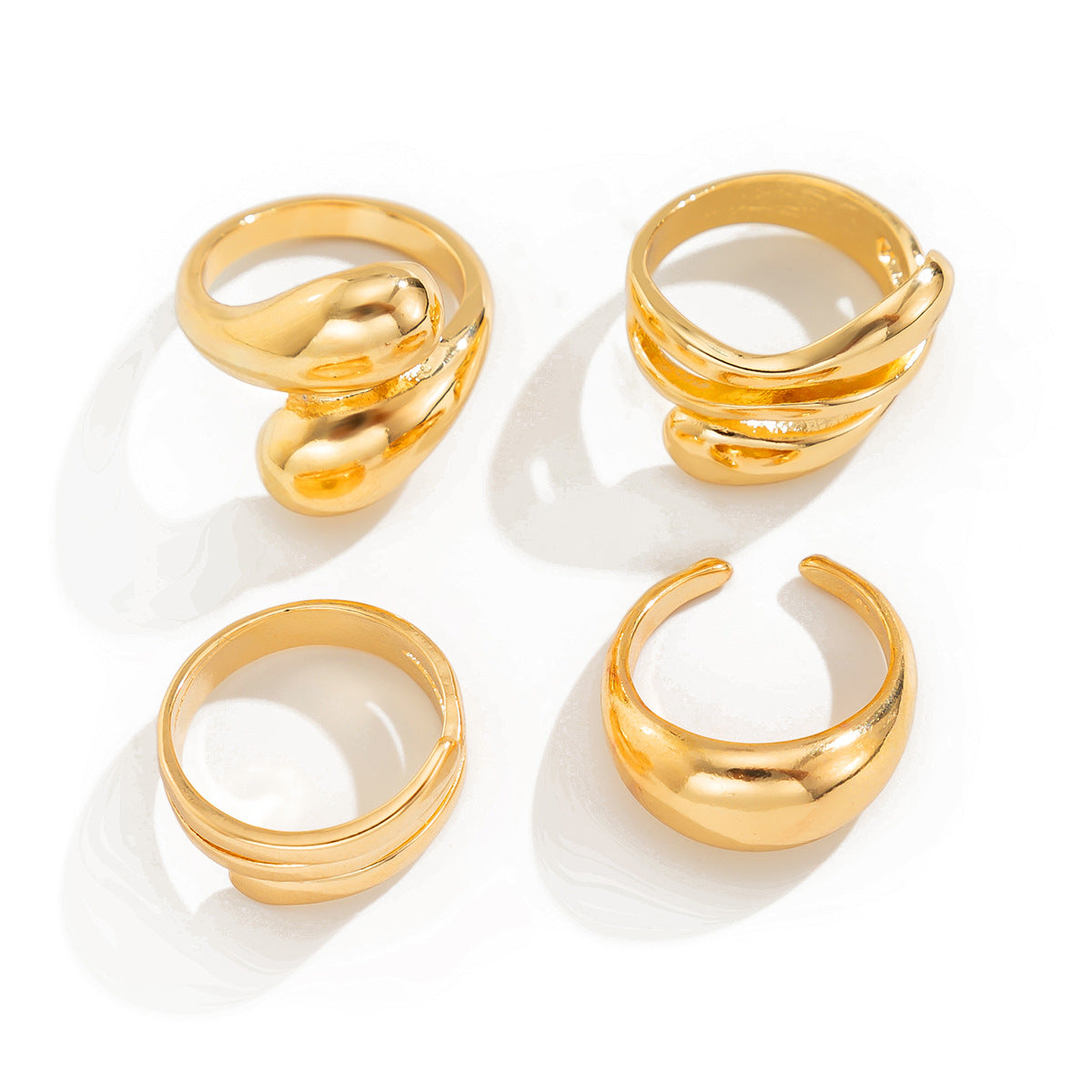 Maximalistic Finger Ring Sets (Gold) -4pc