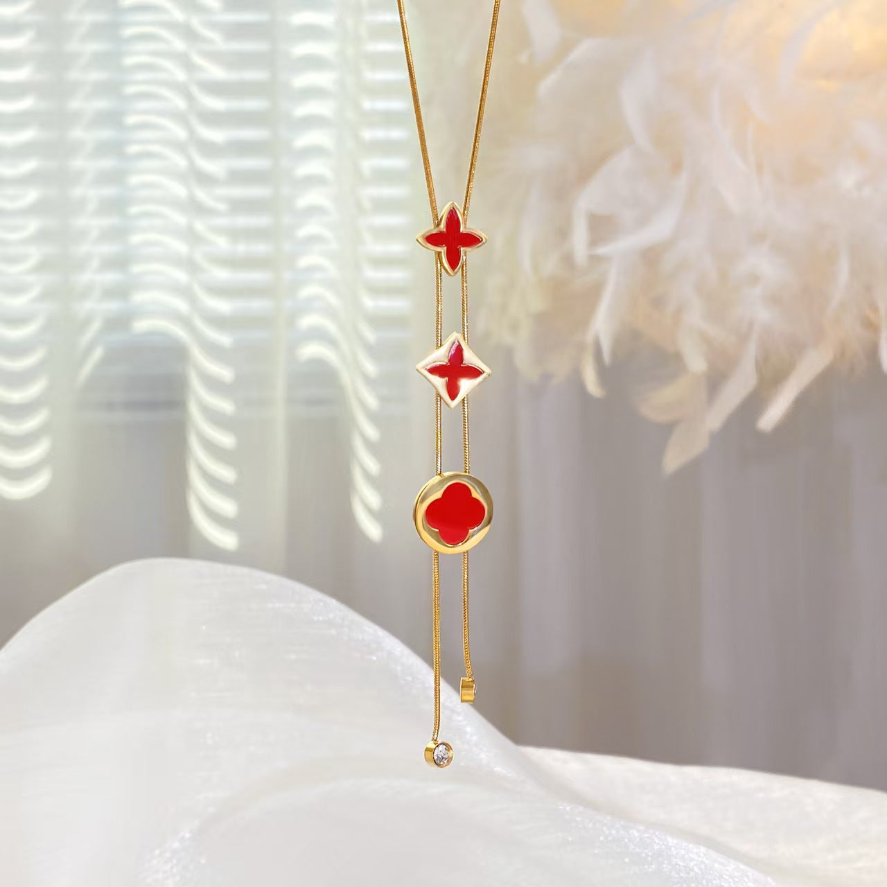 Red - Four-Leaf Clover Necklace