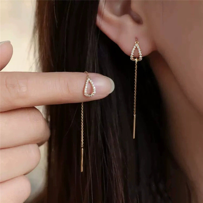 Water drop long earring