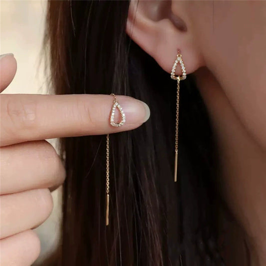 Water drop long earring