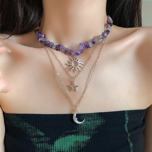 Mint Wave Style Moon Necklace