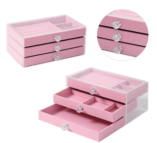 Three Layer Pink Jewelry Box