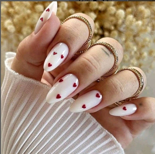 French Heart-Print Detachable Nail