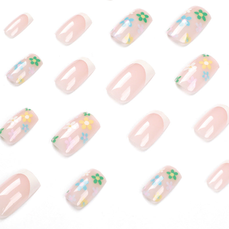 Multi-Colored Small Flower Manicure Nail