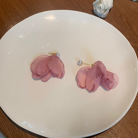 Chiffon flower earrings