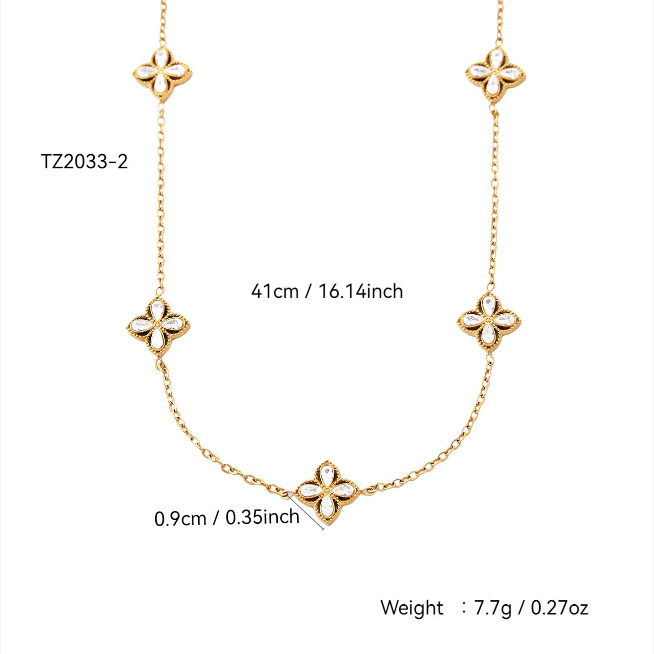 Zircon Fashion Four-Leaf Necklace