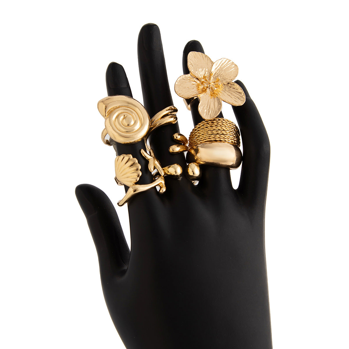Maximalistic Finger Ring Sets (Golden) - 8pcs (full set adjustable)