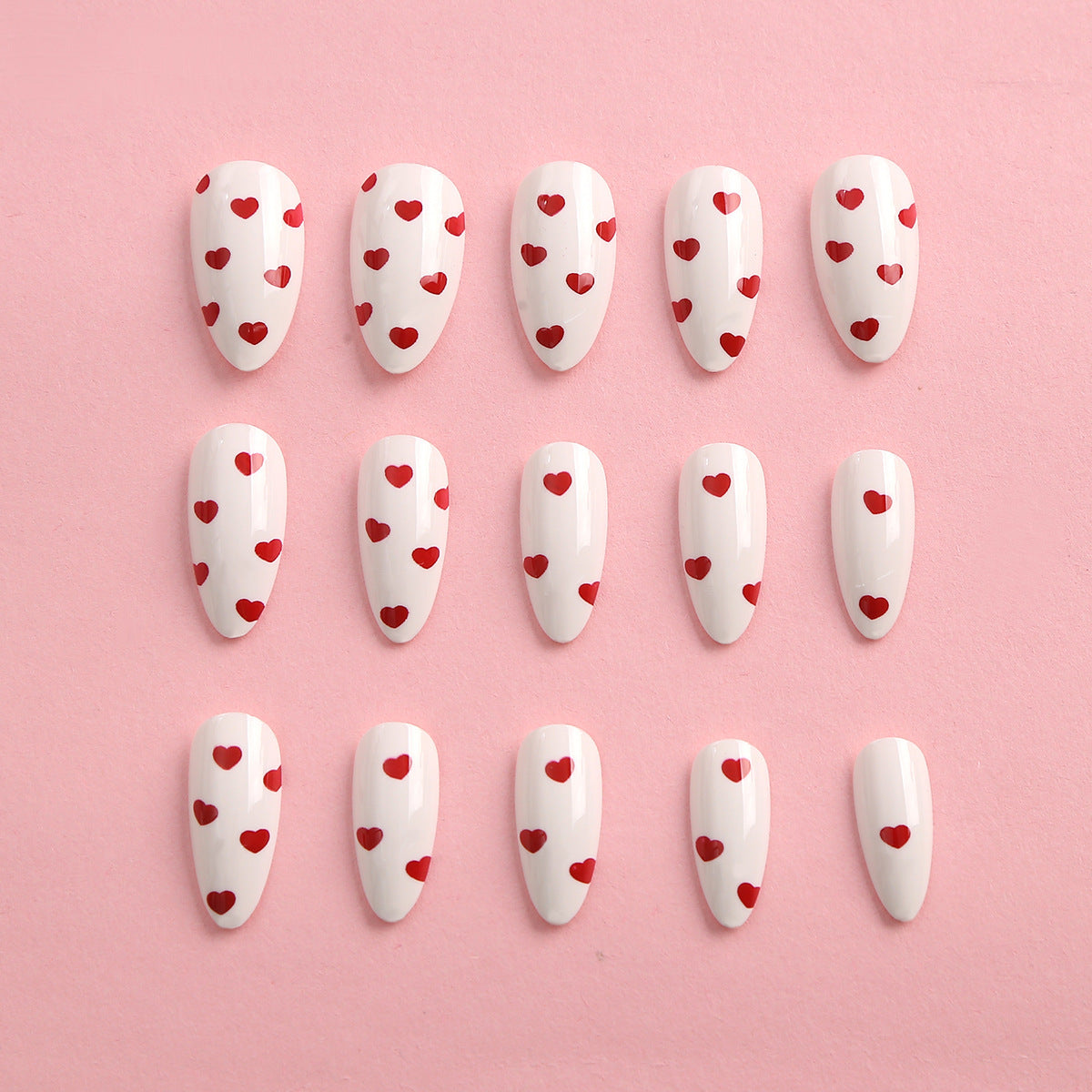 French Heart-Print Detachable Nail