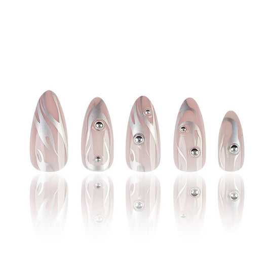 Silver-Gray Flame Nail