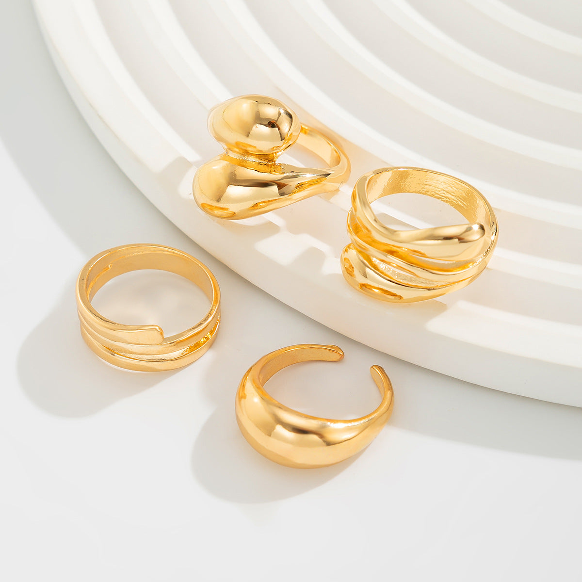 Maximalistic Finger Ring Sets (Gold) -4pc