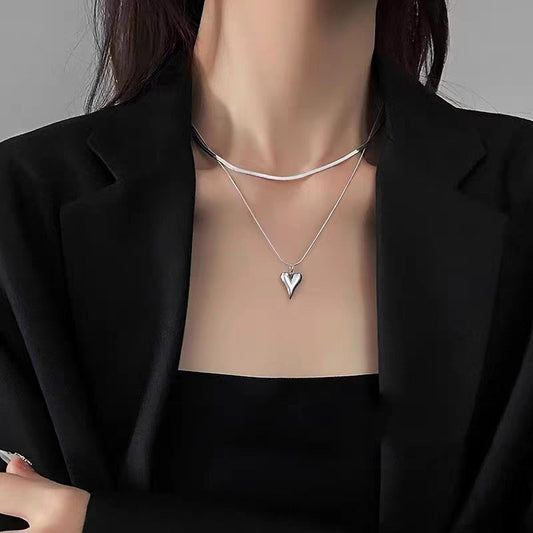 Blade Double Heart Necklace