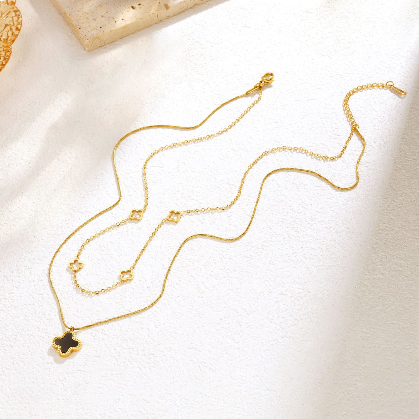 Double-layered Four-Leaf Necklace