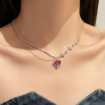 Hot girl diamond heart necklace