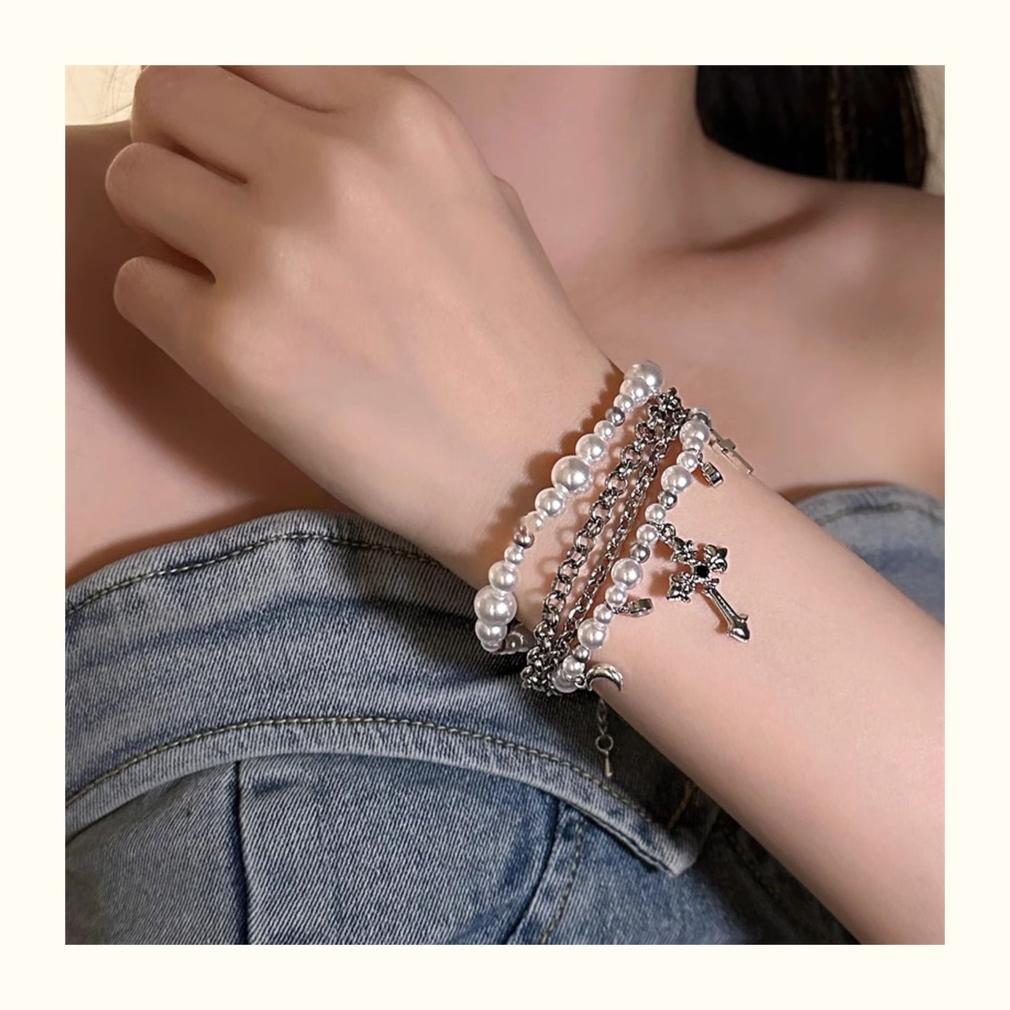 Pearl bracelet With Cross