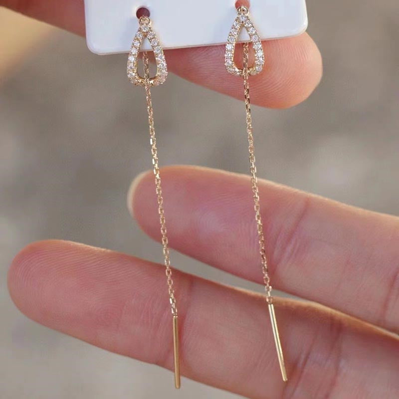 Water drop long earring