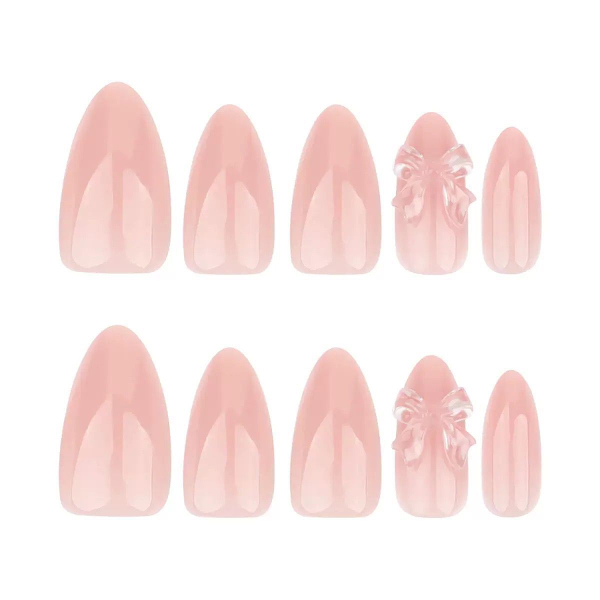 Pink Transparent Bow Nail