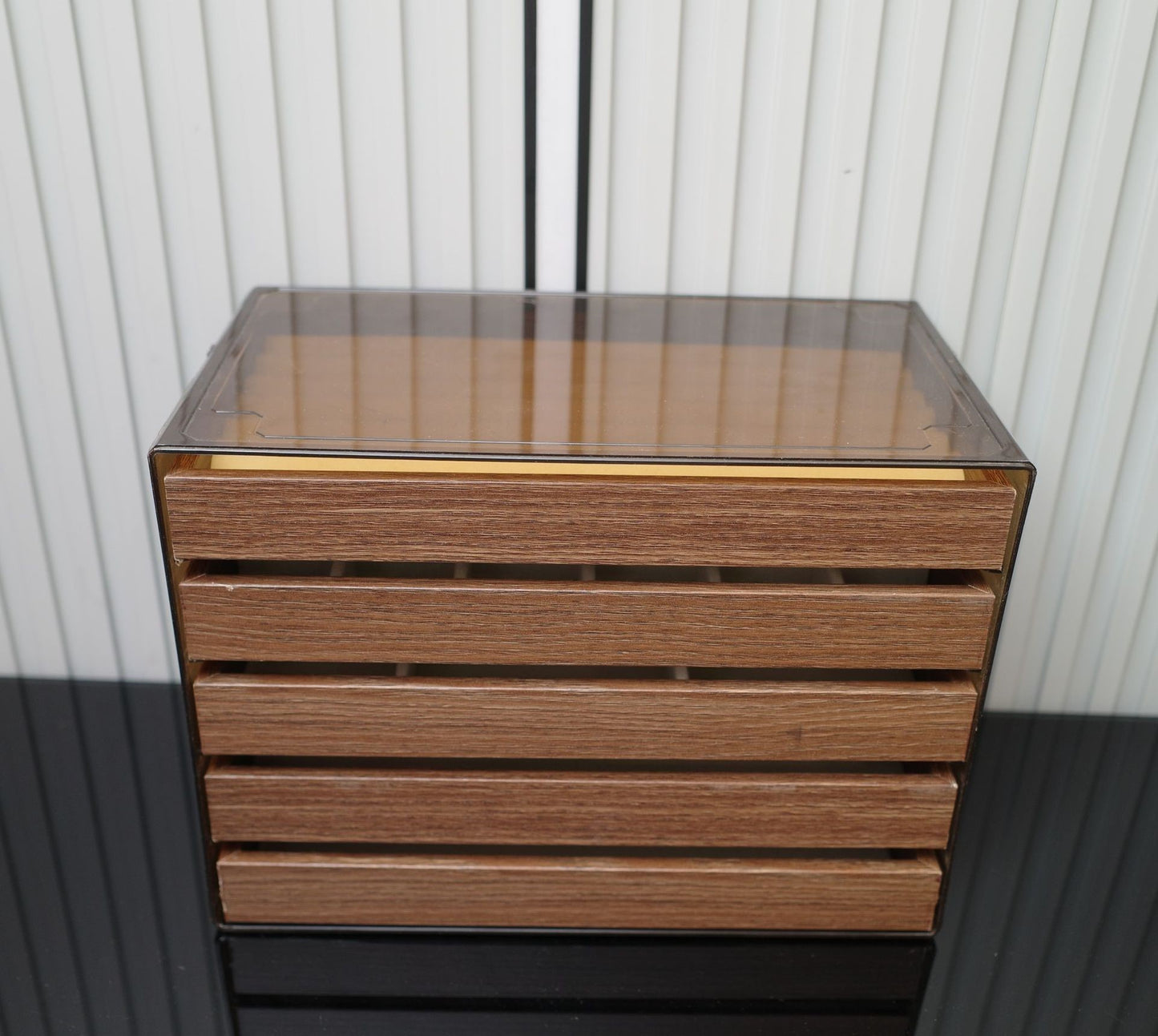 Walnut Wood Grain Vintage Dressing Table Box