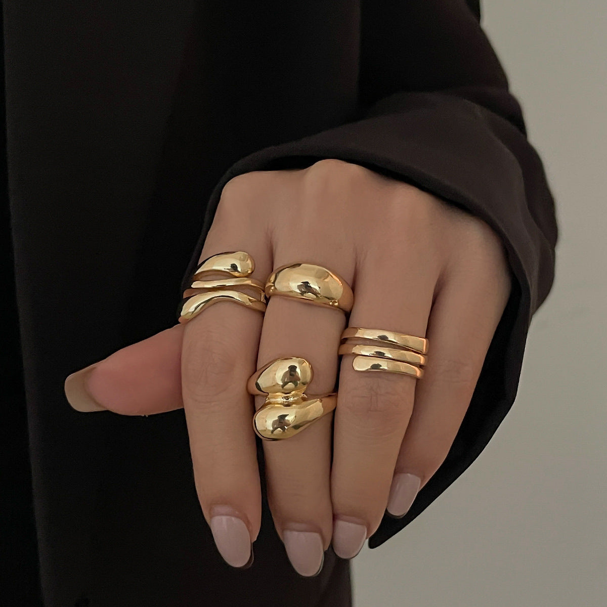 Maximalistic Finger Ring Sets (Gold) -4pc
